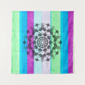 Blauwe Paarse groene Mandala Wall Art Wandkleed (Voorkant)