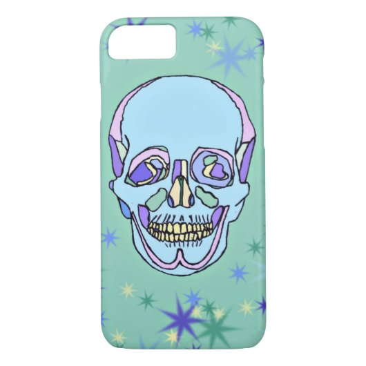 Blauwe, Paarse, groene pasta schedel iPhone 7 Hoes (Achterkant)