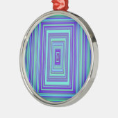 Blauwe Paarse groene rechthoeken Geometrische kuns Metalen Ornament (Links)