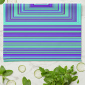 Blauwe Paarse groene rechthoeken Geometrische kuns Theedoek (Gevouwen)