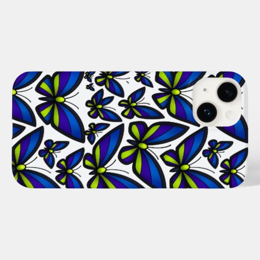 Blauwe Paarse groene vleugels nu Case-Mate iPhone Case (Achterkant (horizontaal))