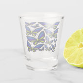 Blauwe Paarse groene vleugels nu Shot Glas (Achterkant)