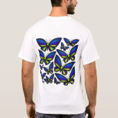 Blauwe Paarse groene vleugels nu T-shirt (Achterkant)