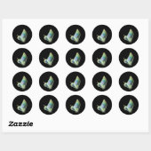 Blauwe Paarse groene vlinder Ronde Sticker (Vel)