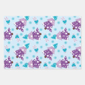 BLAUWE PAARSE HOLIDAY SNOWFLAKES BOMEN INPAKPAPIER VEL (Voorkant 2)