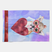 Blauwe Paarse Hondenliefhebber Valentijn Gift Chih Theedoek (Horizontaal)