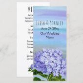 Blauwe, paarse hortensia bloem bruiloft kaart (Voorkant / Achterkant)