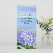Blauwe, paarse hortensia bloem bruiloft kaart (Staand voorkant)