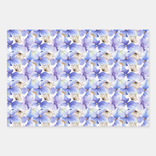 Blauwe Paarse Hortensia Bloemen Lente Bruidsdiner Inpakpapier Vel (Voorkant 2)