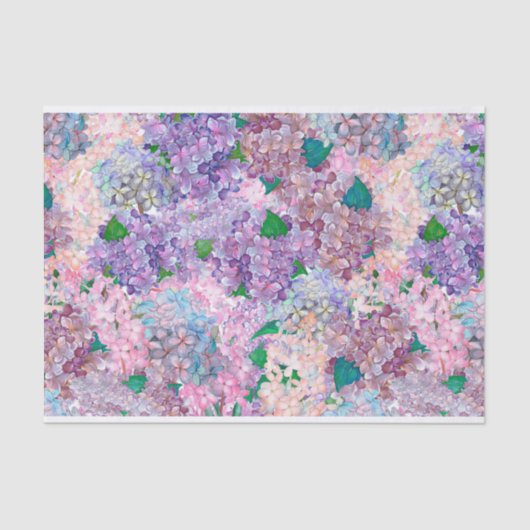 Blauwe Paarse hydrangea en Lila Tissuepapier (Voorkant)