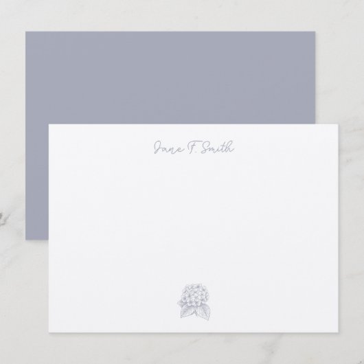 Blauwe Paarse Hydrangea Flower Icon Stamp Briefpap Bedankkaart (Voorkant / Achterkant)