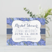 Blauwe Paarse Hydrangea Wood Vrijgezellenfeest Kaart (Staand voorkant)