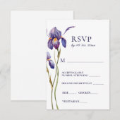 Blauwe Paarse Iris Floral Waterverf Wedding RSVP (Voorkant / Achterkant)