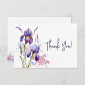 Blauwe Paarse Iris Garden Floral Waterverf Bedankkaart (Voorkant / Achterkant)