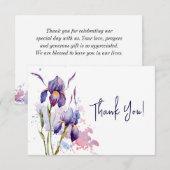 Blauwe Paarse Iris Tuin Bloemenaquarel  Bedankkaart (Voorkant / Achterkant)