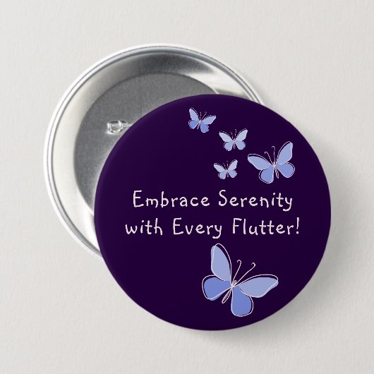 Blauwe Paarse Kaleidoscoop Vlinder Slogan Violet Ronde Button 7,6 Cm (Voorkant /achterkant)