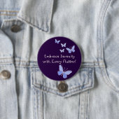 Blauwe Paarse Kaleidoscoop Vlinder Slogan Violet Ronde Button 7,6 Cm (In situ)