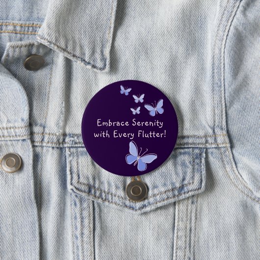 Blauwe Paarse Kaleidoscoop Vlinder Slogan Violet Ronde Button 7,6 Cm (In situ)