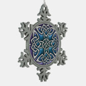 Blauwe Paarse Keltische Knot Snowflake Ornament (Links)