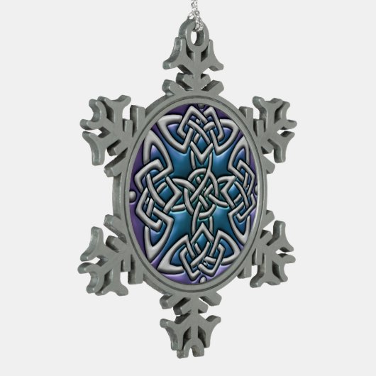 Blauwe Paarse Keltische Knot Snowflake Ornament (Links)