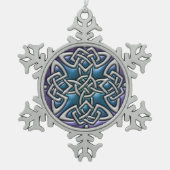 Blauwe Paarse Keltische Knot Snowflake Ornament (Voorkant)