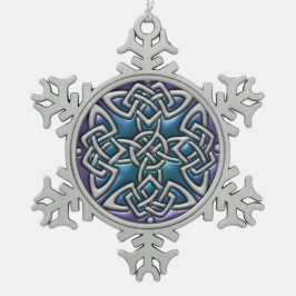 Blauwe Paarse Keltische Knot Snowflake Ornament