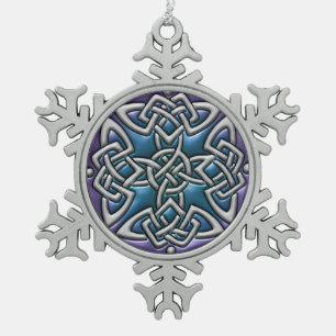 Blauwe Paarse Keltische Knot Snowflake Ornament