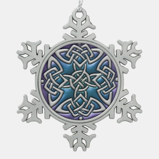 Blauwe Paarse Keltische Knot Snowflake Ornament (Voorkant)