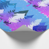 Blauwe Paarse kerstbomen Sneeuwblauw Cadeaupapier (Hoek)