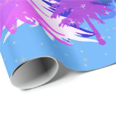 Blauwe Paarse kerstbomen Sneeuwblauw Cadeaupapier (Rol Hoek)