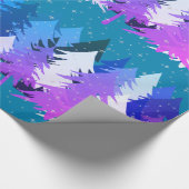 Blauwe Paarse kerstbomen sterren Sneeuwblauw Blauw Cadeaupapier (Hoek)