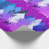 Blauwe Paarse kerstbomen sterren Sneeuwroze Cadeaupapier (Hoek)