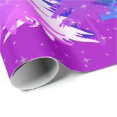 Blauwe Paarse kerstbomen sterren Sneeuwroze Cadeaupapier (Rol Hoek)