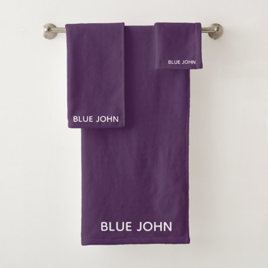 Blauwe paarse kleurennaam bad handdoek (Insitu)