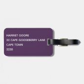 Blauwe paarse kleurennaam bagagelabel (Achterkant horizontaal)