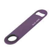 Blauwe paarse kleurennaam speed flessenopener (Voorkant Gekanteld)