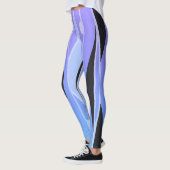 Blauwe & Paarse Leggings met golvende zwarte strep (Links)