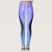 Blauwe & Paarse Leggings met golvende zwarte strep (Voorkant)