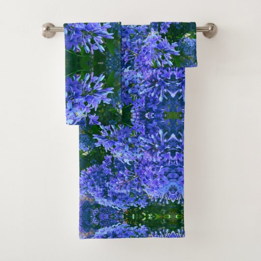 Blauwe paarse lilacs romantische blauwe foto bad handdoek (Insitu)