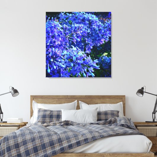 Blauwe paarse lilacs romantische blauwe foto canvas afdruk (Insitu (Slaapkamer))