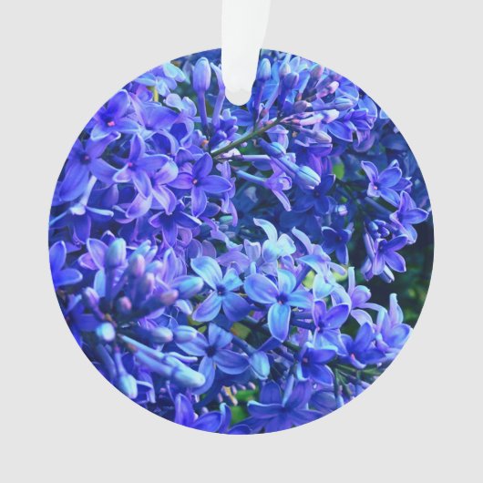 Blauwe paarse lilacs romantische blauwe foto ornament (voorkant)