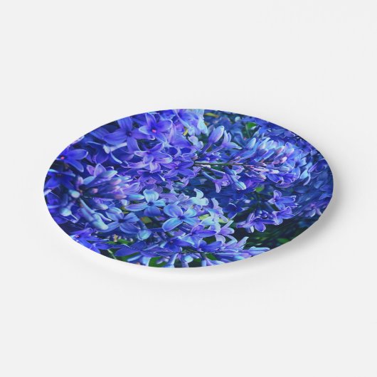 Blauwe paarse lilacs romantische blauwe foto papieren bordje (Gekanteld)