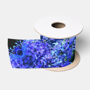 Blauwe paarse lilacs romantische blauwe foto satijnen lint