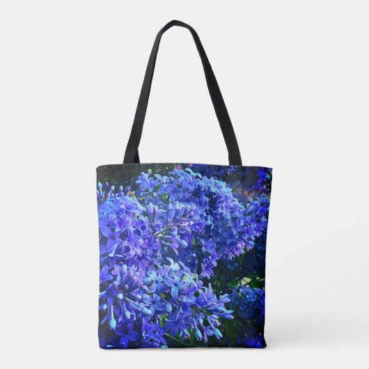 Blauwe paarse lilacs romantische blauwe foto tote bag (Achterkant)