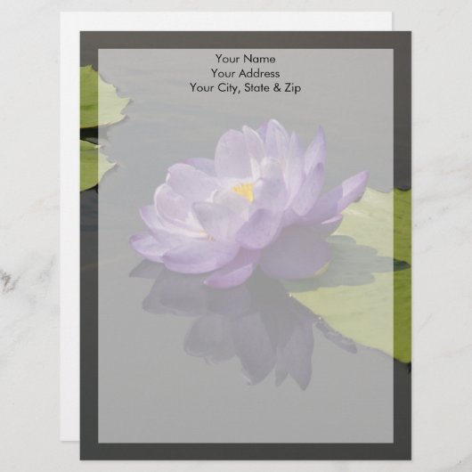 Blauwe Paarse Lotus Waterlily Flower Briefhoofd Sjabloon (Voorkant / Achterkant)