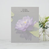 Blauwe Paarse Lotus Waterlily Flower Custom Briefhoofd (Staand voorkant)