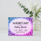 Blauwe Paarse luipaard print vrijgezellenfeest Briefkaart (Staand voorkant)