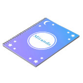 Blauwe Paarse maan en sterrenvormige laptop Notitieboek (Linkerzijde)