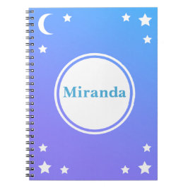 Blauwe Paarse maan en sterrenvormige laptop Notitieboek