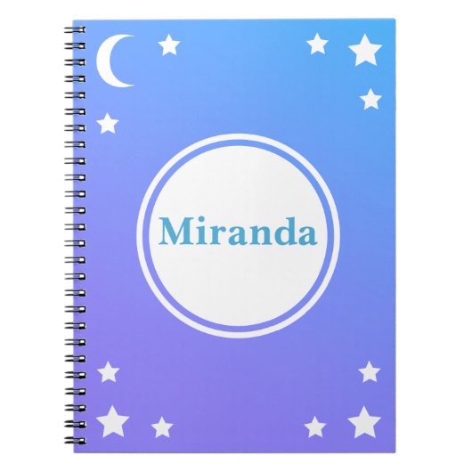 Blauwe Paarse maan en sterrenvormige laptop Notitieboek (Voorkant)
